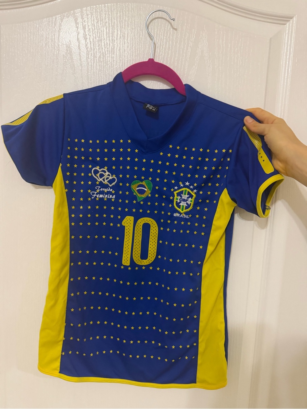 Women’s Brazil sports jersey Blue & Yellow Soccer Jersey tshirt small World Cup